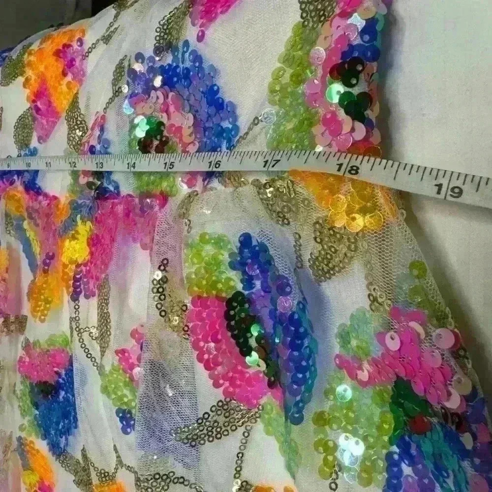 NWT New York & Company vibrant white pink sequin dress size XL strapless lined - Picture 11 of 11